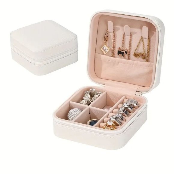 Small PU Leather Jewelry Box Portable Travel Jewelry Ornaments Storage. - Picture 2 of 7